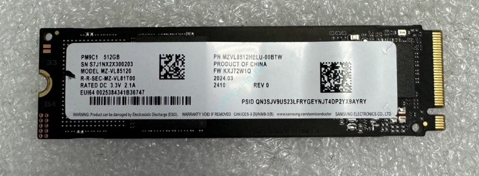 Твердотельный накопитель 512Gb Samsung PM9C1 MZ-VL85120 2280 PCI-E фото 1 — HTPC-Home.ru