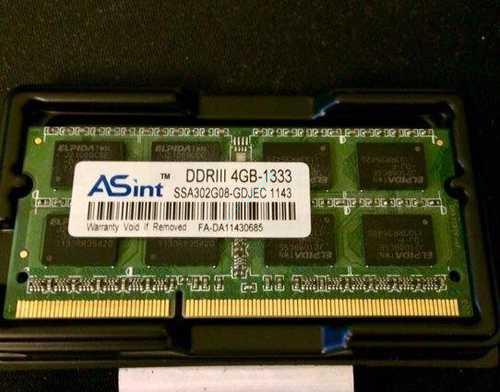 4Gb ASint SODIMM PC3-10600 1333MHz (SSA302G08-GDJEC) фото 1 — HTPC-Home.ru