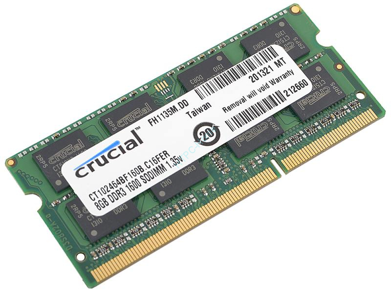 Оперативная память 8Gb Crucial CT102464BF160B DDR3L 1600 SO-DIMM  фото 1 — HTPC-Home.ru