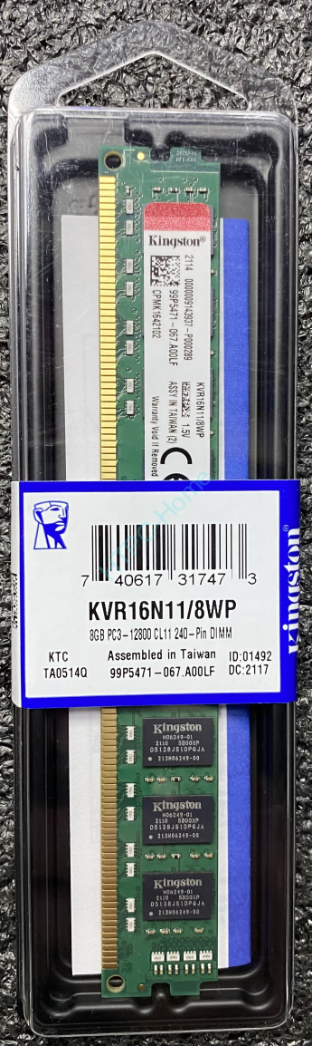Оперативная память 8Gb Kingston KVR16N11/8WP DDR3 1600 DIMM Low Profile