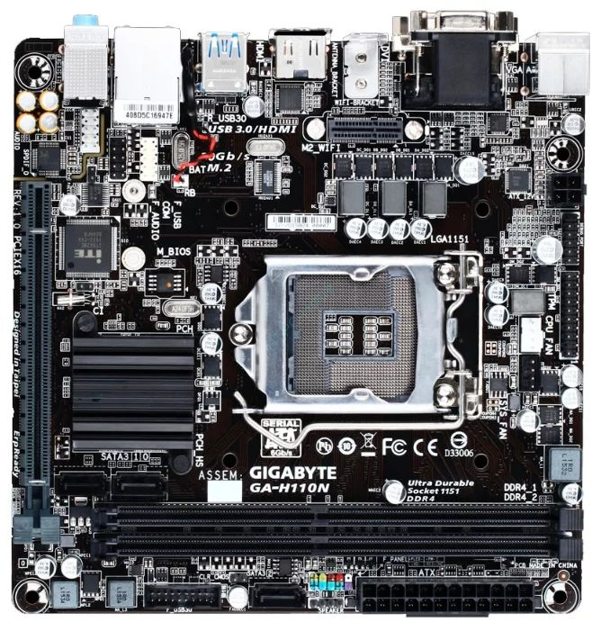 Материнская плата GIGABYTE GA-H110N LGA1151  фото 1 — HTPC-Home.ru