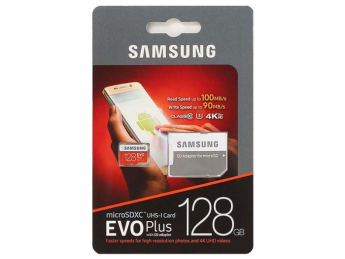 Карта памяти 128Gb Samsung EVO PLUS Class 10 + adapter 100/60mbs / MB-MC128GA