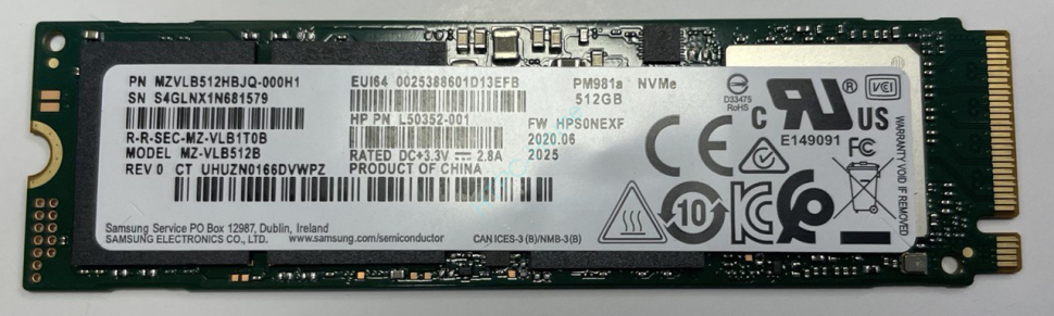 Твердотельный накопитель 512GB Samsung PM981a MZVLB512HBJQ PCIe 2280 фото 1 — HTPC-Home.ru