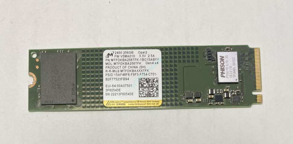 Твердотельный накопитель 256ГБ Micron 2450 MTFDKBA256TFK-1BC15ABYY PCIe Gen4 фото 1 — HTPC-Home.ru
