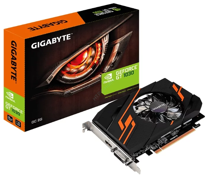 Видеокарта 2048Mb nVidia GeForce GT1030 Gigabyte PCI-E  GV-N1030OC-2GI фото 1 — HTPC-Home.ru