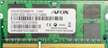 Оперативная память 8GB Afox AFSD38BK1P DDR3 1600 SODIMM 
