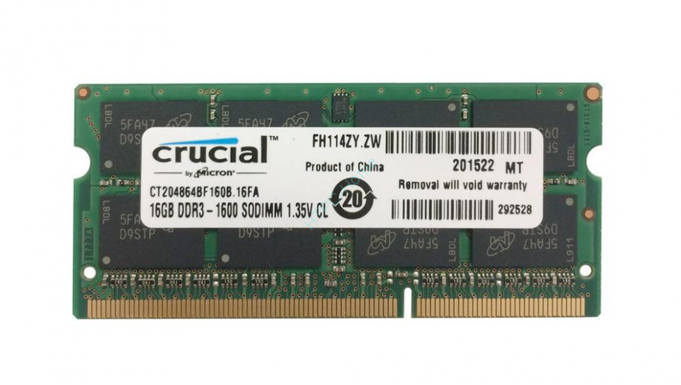 Оперативная память 16Gb Crucial CT204864BF160B DDR3L 1600 SODIMM  фото 1 — HTPC-Home.ru