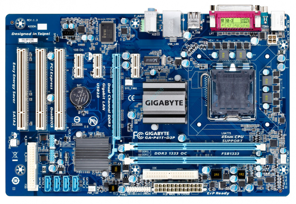 Материнская плата GIGABYTE GA-P41-ES3G rev1.4 (OEM) LGA775 < G41 > PCI-E+GbLAN SATA ATX 2DDR2 < PC2-6400 > фото 1 — HTPC-Home.ru