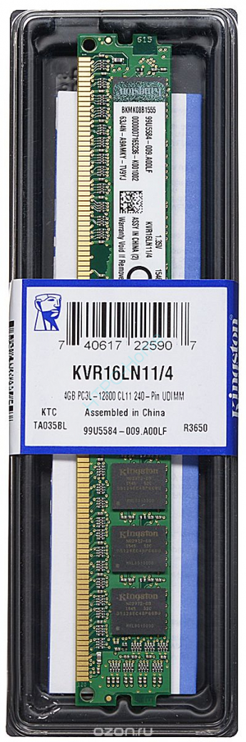 Оперативная память 4Gb Kingston KVR16LN11/4 DDR3L 1600 DIMM