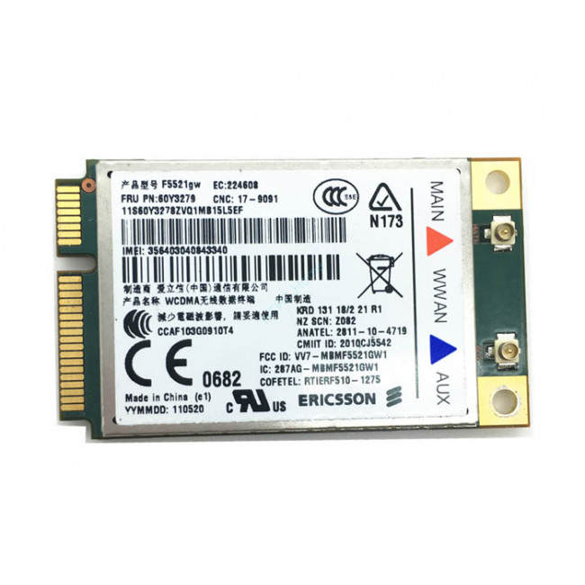 mini PCI-e ThinkPad Mobile Broadband - Ericsson F5521gw (3G modem) T420, T420s, T520, W520, X220, X220 Tablet, L420, L421, L520 фото 1 — HTPC-Home.ru