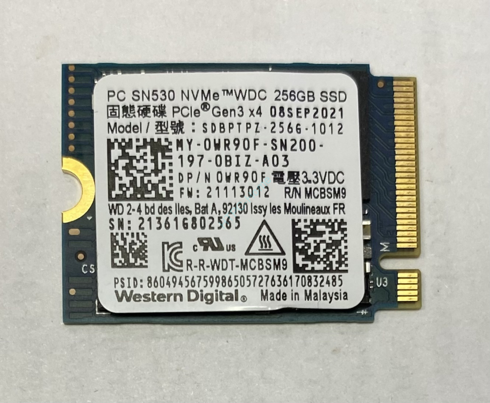 Твердотельный накопитель 256GB Western Digital SN530 NVMe M.2 2230 фото 1 — HTPC-Home.ru