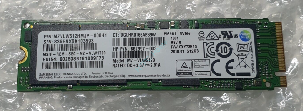 512Gb SSD Samsung PM961 MZVLW512HMJP PCI-E фото 1 — HTPC-Home.ru