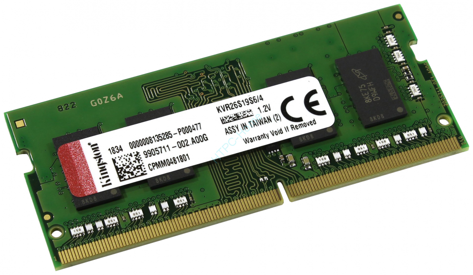 Оперативная память 4Gb Kingston ValueRAM KVR26S19S6/4 DDR4 2666 SODIMM фото 1 — HTPC-Home.ru