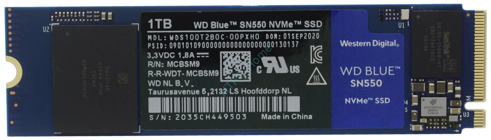 Твердотельный накопитель 1000Gb Western Digital Blue SN550 WDS100T2B0C  PCI-E фото 1 — HTPC-Home.ru