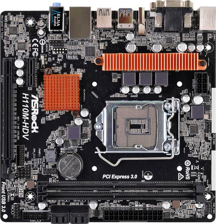 Материнская плата ASRock H110M-DVS LGA1151 MicroATX 2DDR4  фото 1 — HTPC-Home.ru