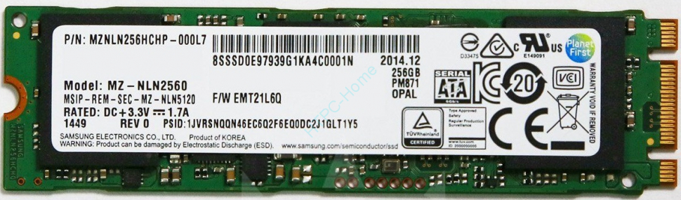 Твердотельный накопитель 256Gb Samsung  PM871 MZ7LN256HCHP M.2 SATA фото 1 — HTPC-Home.ru