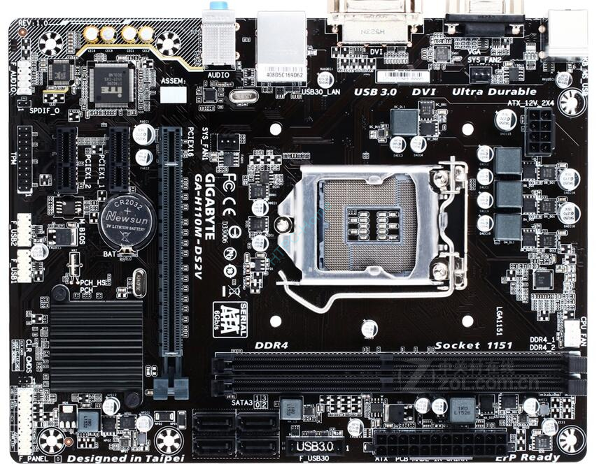 Материнская плата GIGABYTE GA-H110M-H LGA1151 MicroATX 2DDR4  фото 1 — HTPC-Home.ru