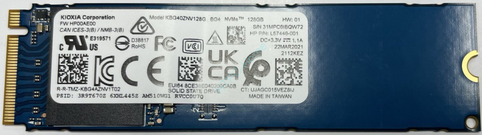 Твердотельный накопитель 128Gb Kioxia KBG40ZVN128G M.2 2280 фото 1 — HTPC-Home.ru