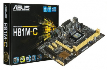 ASUS H81M-C LGA1150 < H81 > PCI-E Dsub+DVI GbLAN SATA MicroATX 2DDR3 (OEM)