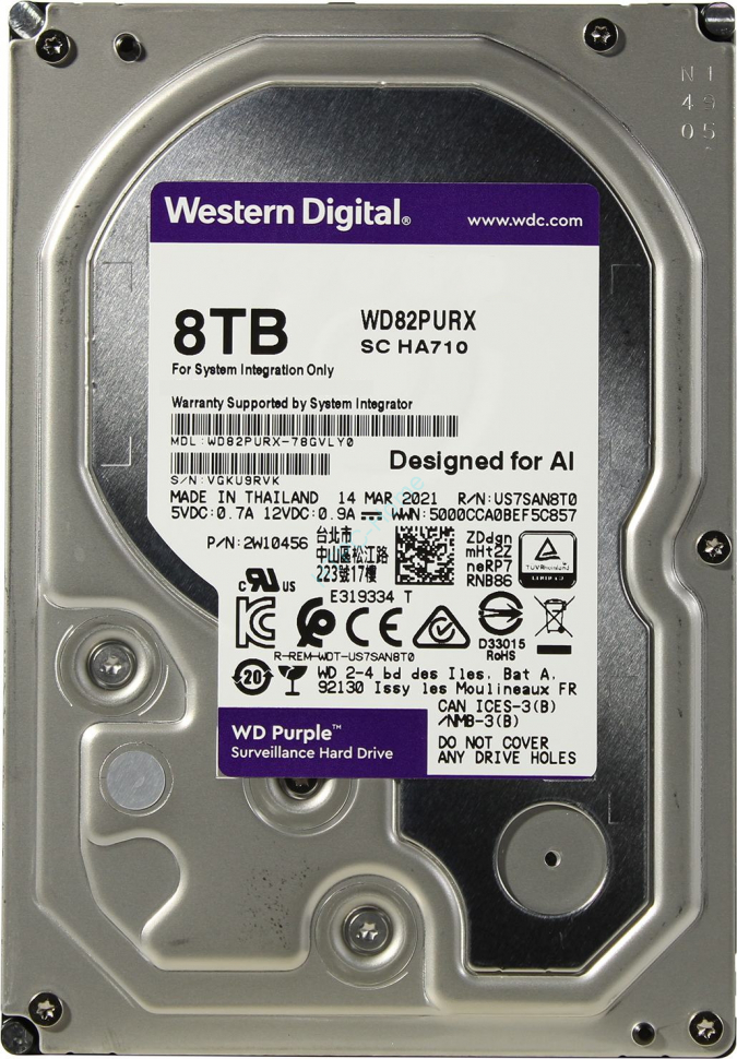 Жесткий диск 8TB Western Digital Purple WD82PURX SATA фото 1 — HTPC-Home.ru
