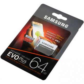 Карта памяти 64Gb Samsung EVO PLUS Class 10 + adapter 100/60mbs / MB-MC64GA