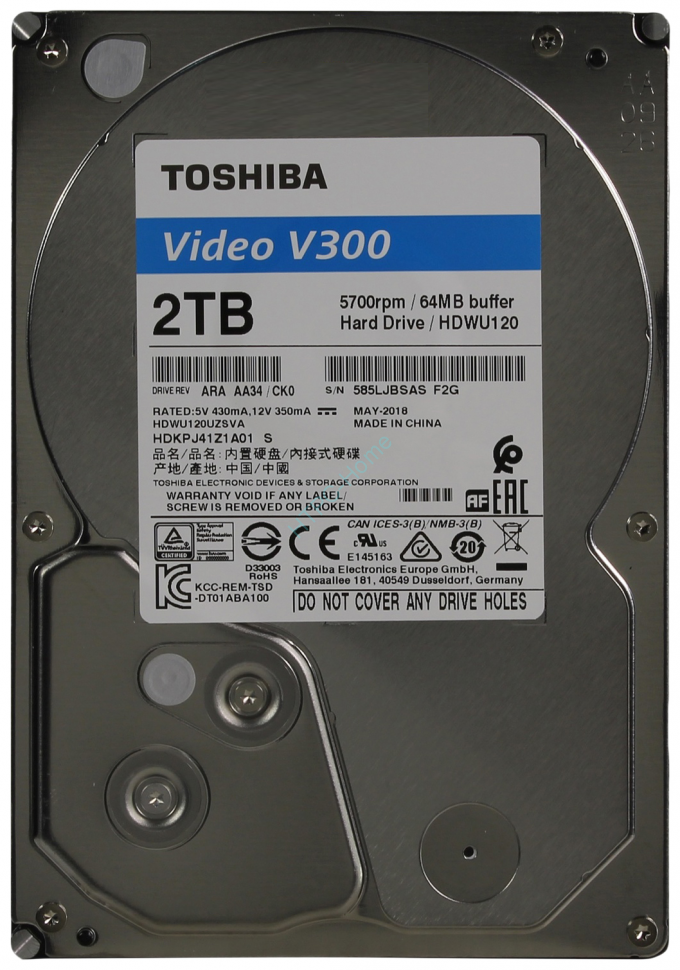 Жесткий диск 2Tb Toshiba HDWU120UZSVA V300 5700rpm 64Mb фото 1 — HTPC-Home.ru