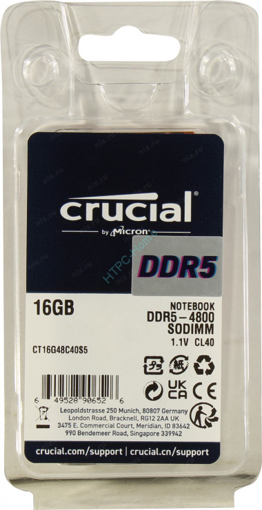 Оперативная память 16GB Crucial CT16G48C40S5 DDR5 4800 SODIMM CL40 — HTPC-Home.ru