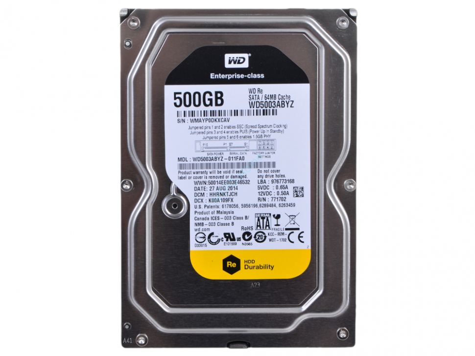 Жесткий диск 500 Gb SATA Western Digital RE WD5003ABYZ  3.5" 7200rpm 64Mb  фото 1 — HTPC-Home.ru