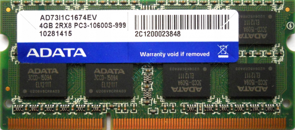 Оперативная память 4Gb ADATA AD73I1C1674EV SODIMM PC3-10600 1333MHz 16chip фото 1 — HTPC-Home.ru