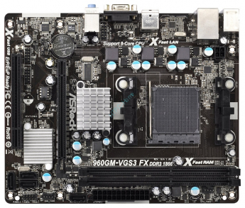 ASRock 960GM - VGS3 FX (RTL) SocketAM3+ < AMD 760G > PCI - E SVGA GbLAN SATA RAID MicroATX 2DDR - 3