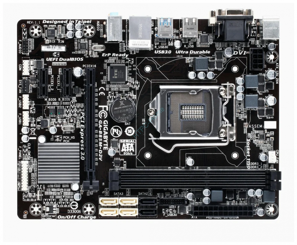 Материнская плата GIGABYTE GA-B85M-D2V LGA1150 MicroATX 2DDR3 OEM фото 1 — HTPC-Home.ru