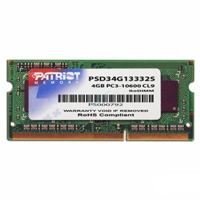 4Gb Patriot SODIMM PC3-10600 1333MHz PSD34G13332S  фото 1 — HTPC-Home.ru