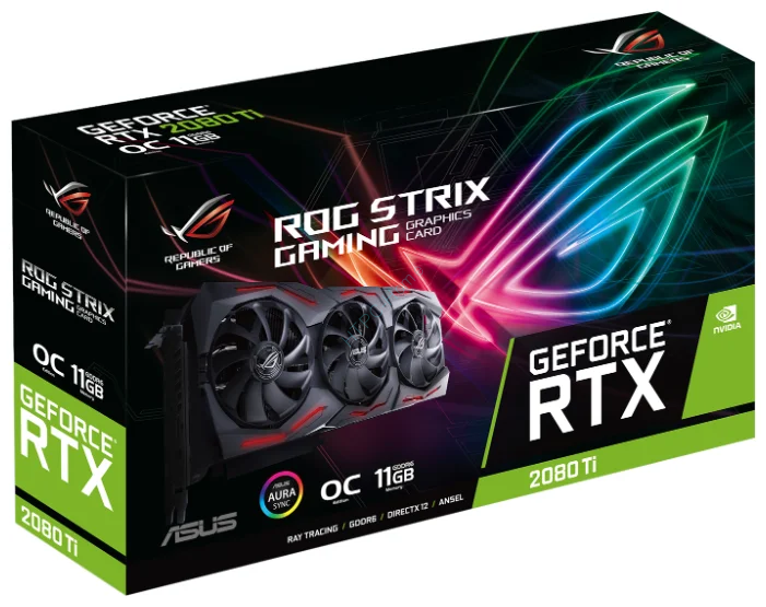 Видеокарта 11Gb ASUS GeForce RTX 2080TI ROG-STRIX-RTX2080TI-O11G-GAMING ...