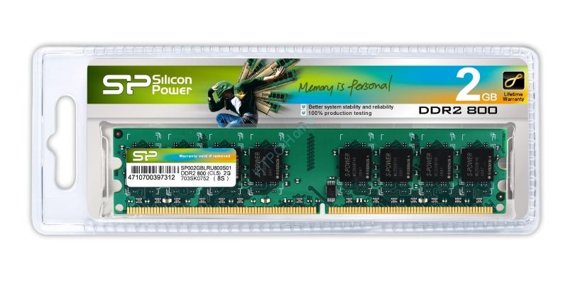Оперативная память 2Gb  Silicon Power DIMM  PC2-6400 800MHz (SP002GBLRU800S02) фото 1 — HTPC-Home.ru