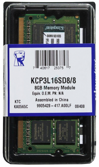 Оперативная память 8Gb Kingston KCP3L16SD8/8 DDR3 1600 SO-DIMM