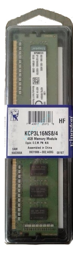 Оперативная память 4Gb Kingston KCP3L16NS8/4 DDR3L 1600 DIMM