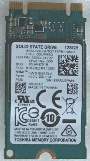 Твердотельный накопитель 128Gb M.2 PCI-E 2242 M Toshiba KBG30ZMT128G