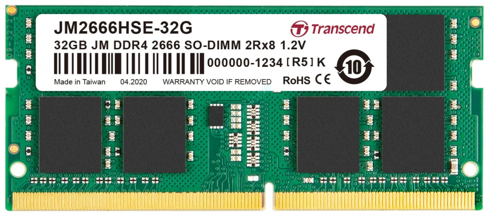 Оперативная память 32Gb Transcend JM2666HSE-32G DDR4 2666 SO-DIMM фото 1 — HTPC-Home.ru
