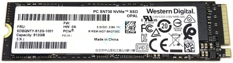 SSD 512gb Western Digital SDBPNTY-512G SN730 NVMe , купить по цене 3 ...