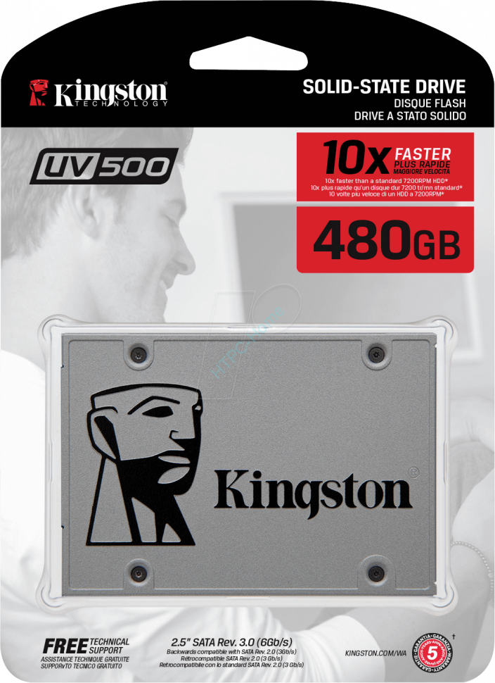 Твердотельный накопитель 480Gb SATA Kingston UV500 SUV500/480G 2.5" 3D TLC фото 1 — HTPC-Home.ru