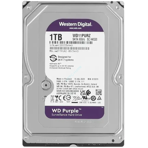 Жесткий диск 1Tb Western Digital Purple WD11PURZ  3.5" 64Mb фото 1 &mdash; HTPC-Home.ru