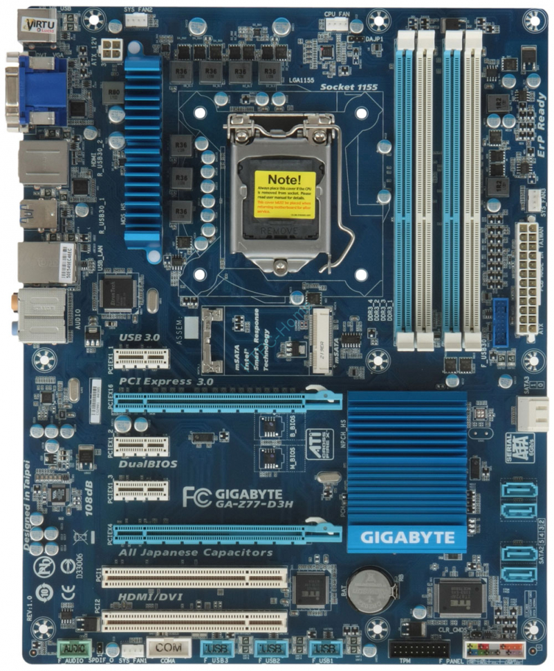 Материнская плата GIGABYTE GA-Z77-D3H OEM LGA1155  фото 1 — HTPC-Home.ru