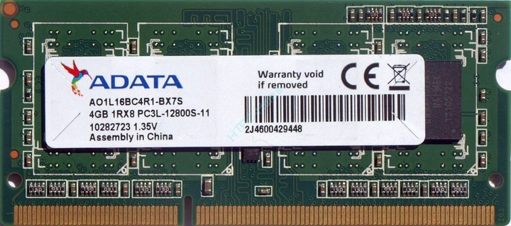 Оперативная память 4Gb ADATA AO1L16BC4R1-BX7S DDR3L 1600 SO-DIMM, купить по  цене 400 руб. в интернет-магазине