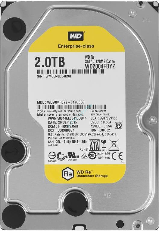 Жесткий диск 2Tb SATA Western Digital RE WD2004FBYZ  3.5" 7200rpm 128Mb фото 1 — HTPC-Home.ru