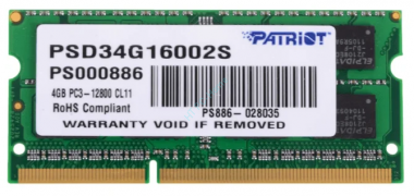 Оперативная память 4Gb Patriot PSD34G16002S DDR3 1600 SODIMM 16chip — HTPC-Home.ru