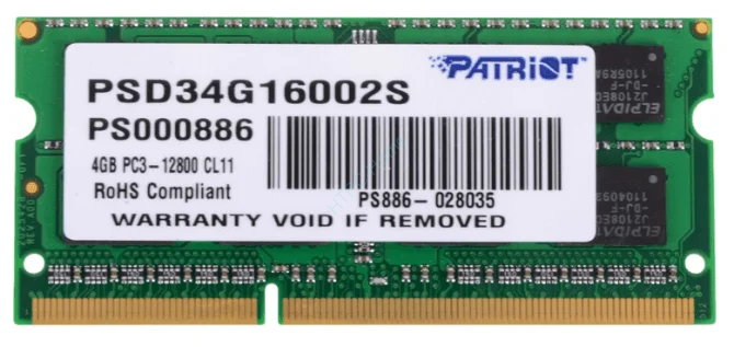 Оперативная память 4Gb Patriot PSD34G16002S DDR3 1600 SODIMM 16chip фото 1 — HTPC-Home.ru