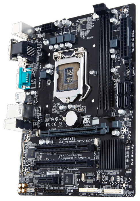 Материнская плата GIGABYTE GA-H110M-S2PV DDR3 rev1.0 (RTL) LGA1151 MicroATX  фото 1 — HTPC-Home.ru