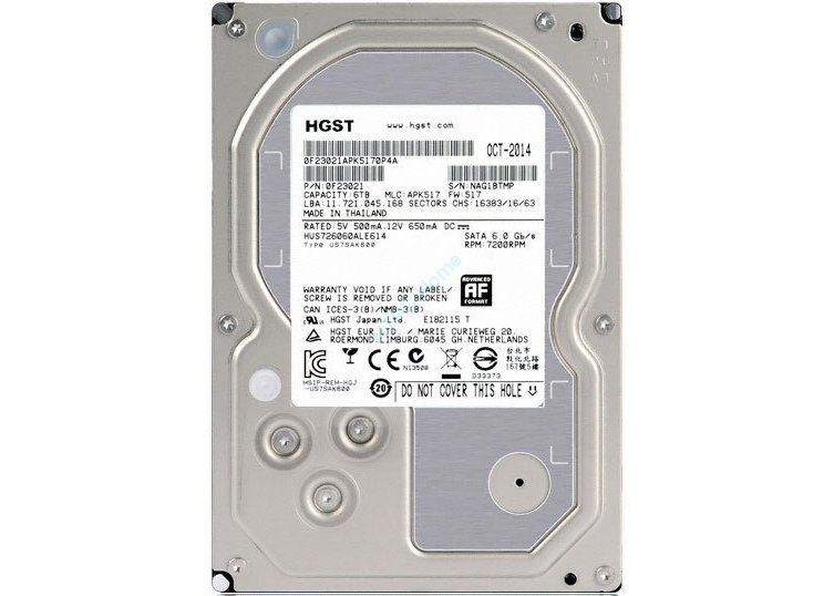 Жесткий диск 6Tb SATA HGST Ultrastar 7K6000 HUS726060ALE614 3.5" 7200rpm 128Mb  фото 1 — HTPC-Home.ru