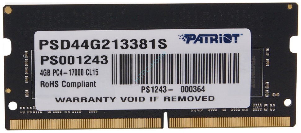 Оперативная память Patriot Memory PSD44G213381S DDR4 2133 SO-DIMM фото 1 — HTPC-Home.ru