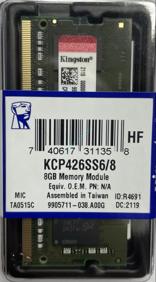 Оперативная память 8GB Kingston KCP426SS6/8 DDR4 2666 SO-DIMM 4chip фото 1 — HTPC-Home.ru